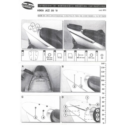 Base piastra portapacchi Honda Jazz
