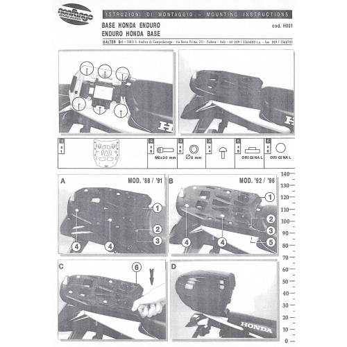 Base portabauletto Honda Enduro...