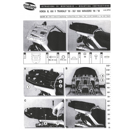 Base portapacchi Honda XL V Transalp...