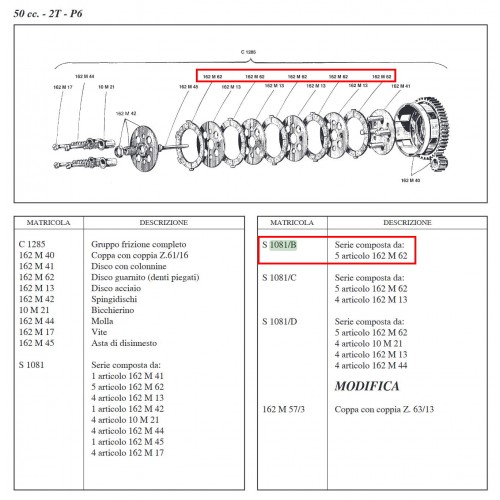Serie dischi frizione Minarelli P6 a...