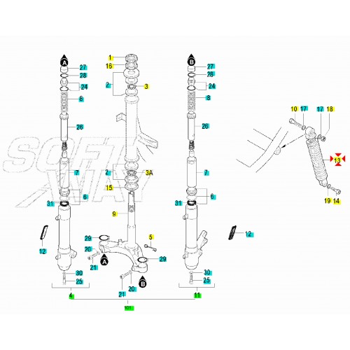 Ammortizzatore Malaguti F12R Phantom...