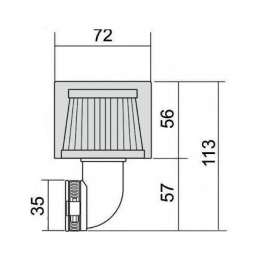 Filtro aria racing 35 mm curvo a 90...