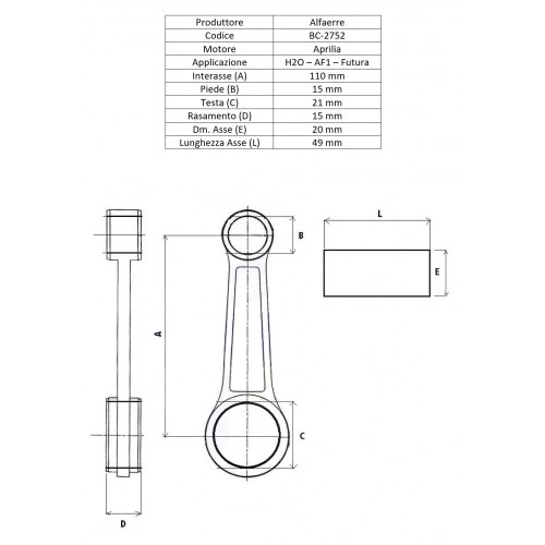 Biella completa Aprilia Rotax asse da...