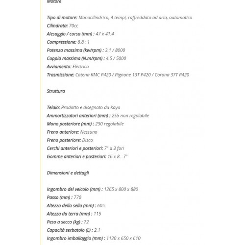 Quad Kayo AY70 a 4 Tempi Automatico