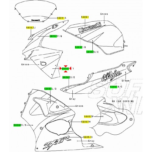 Adesivo cupolino sinistro Kawasaki...