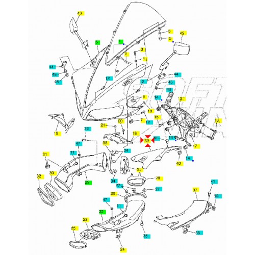 Griglia aria destra Yamaha R1...
