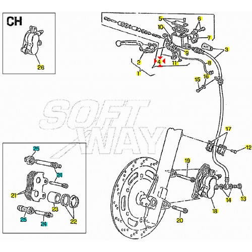 Perno fissaggio leva Cagiva Elefant...