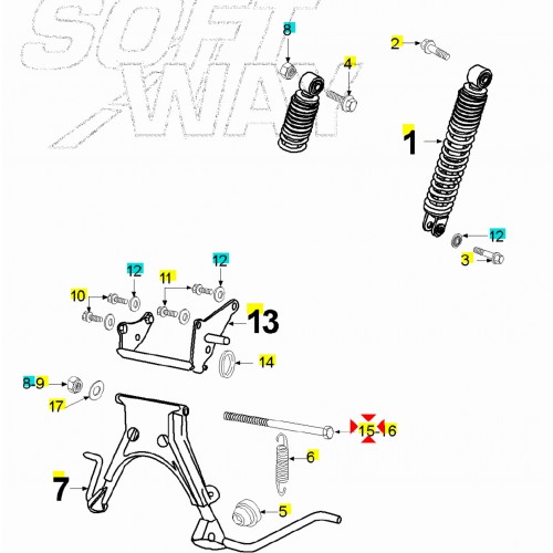 Perno cavalletto centrale per Peugeot...