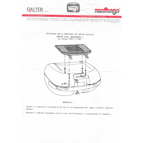 Kit piastra superiore Bag-Up bauletti...