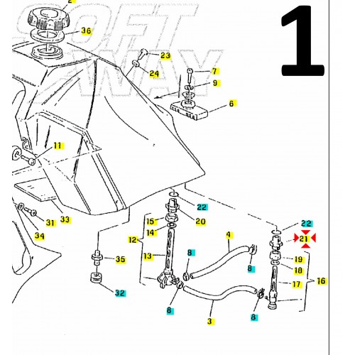 Ghiera rubinetto benzina Cagiva...