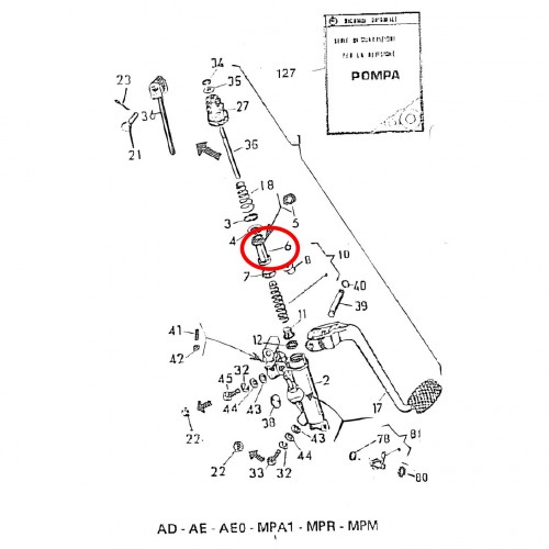 Pistone pompa freno per Ape 50 190...