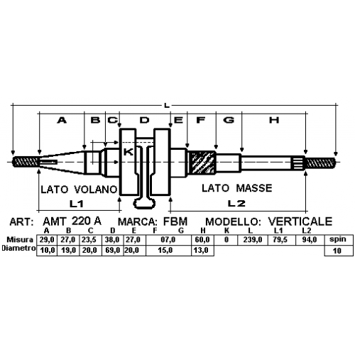 Albero motore Mazzucchelli AMT220A...