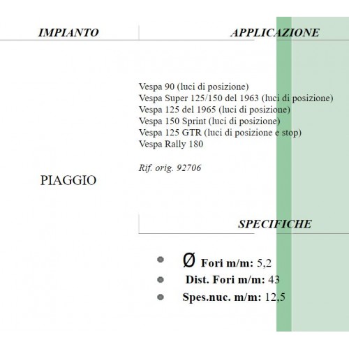 Bobina luce per Vespa 90 Super Sprint...