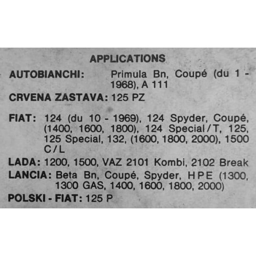 Cartuccia filtro olio per Fiat 124...