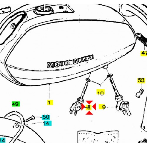Rubinetto benzina destro uscita sotto...