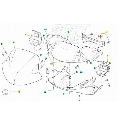 Coperchio manubrio Aprilia SR Street...