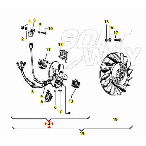 Statore volano Piaggio Ape 50 - 199518