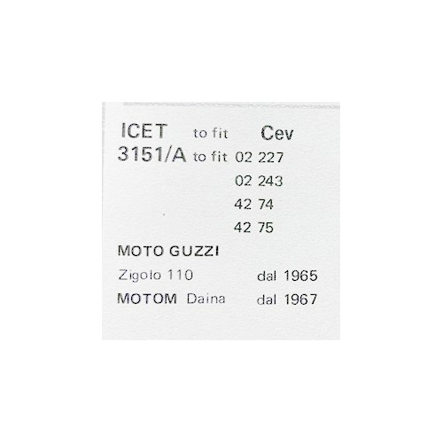 Contatti impianto Cev Icet per Guzzi...
