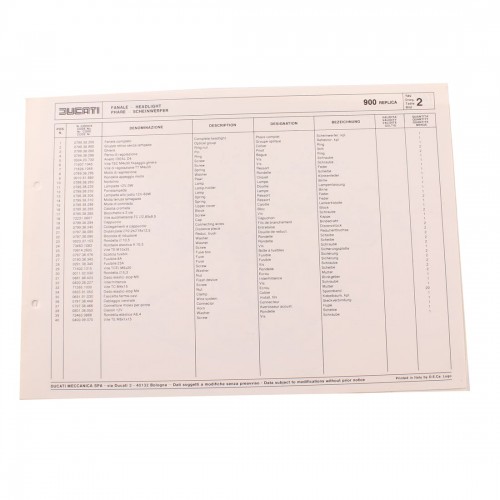 Catalogo ricambi Ducati 900 Replica