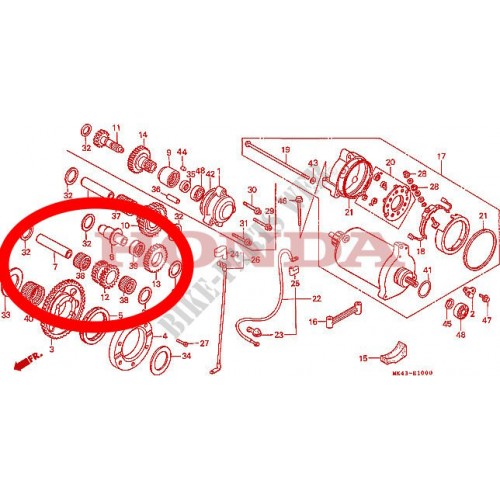 Ingranaggio duplo avviamento Honda XL...