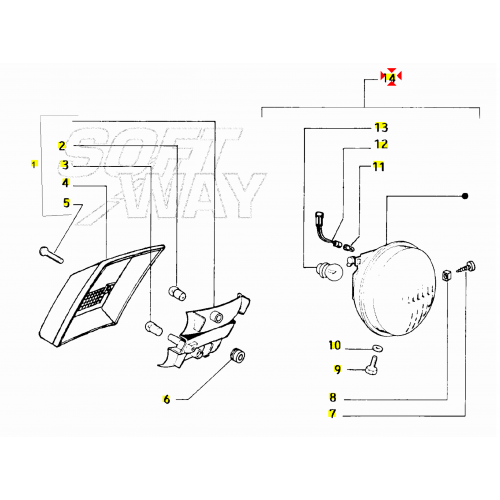 Faro anteriore Vespa 50 PK FL FL2 HP