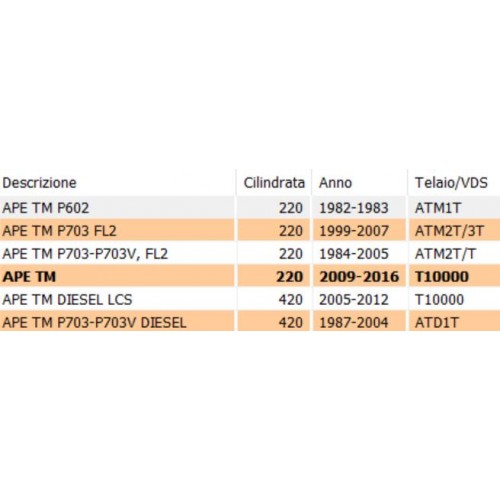 Guarnizione lunotto posteriore Ape TM...