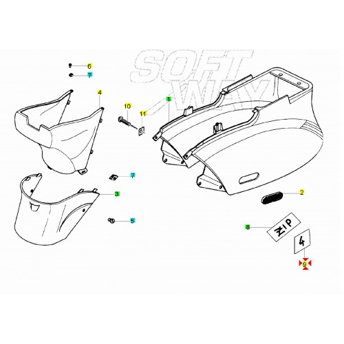 Adesivo carena posteriore Piaggio Zip...