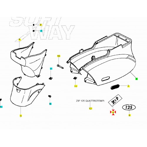 Adesivo carena posteriore Piaggio Zip...