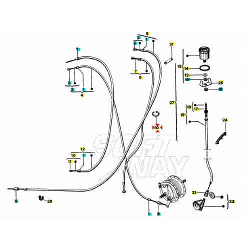 Staffa sostegno cavi Piaggio Ciao PX...