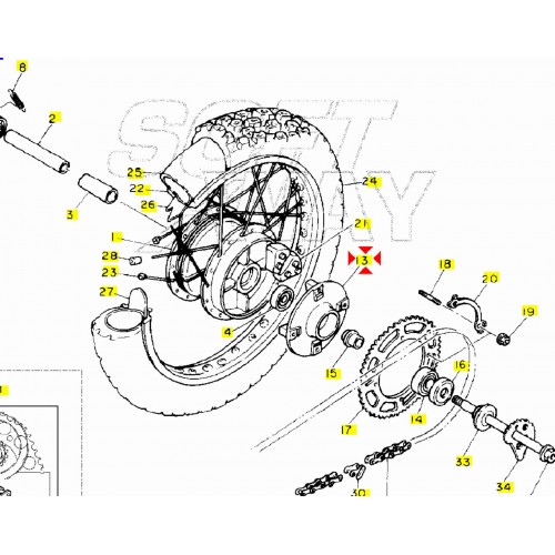 Mozzo parastrappi posteriore Yamaha...