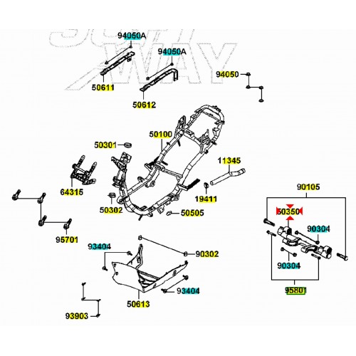 Braccio oscillante motore Kymco 50...