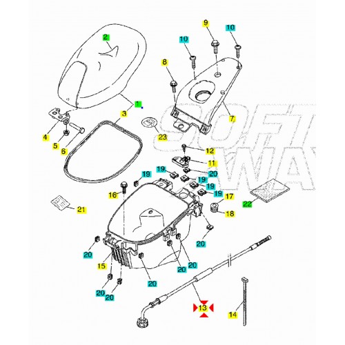 Cavo apertura sella Yamaha Aerox e...