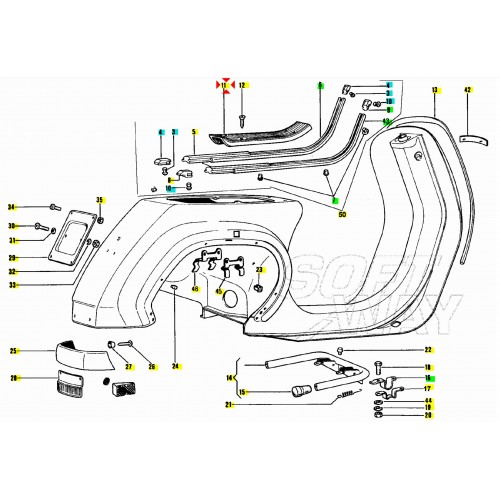 Pedana centrale Piaggio Vespa PK XL...
