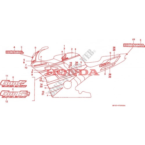Adesivo carena laterale Honda CBR -...