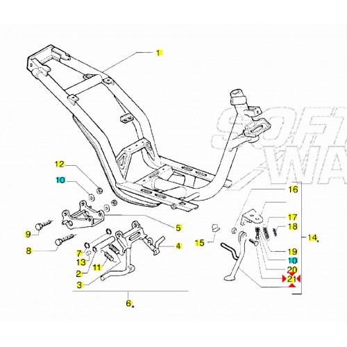 Perno cavalletto laterale Piaggio...