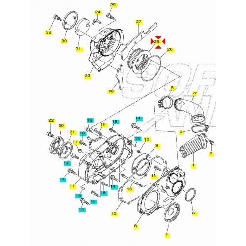 Filtro aria raffreddamento cinghia...