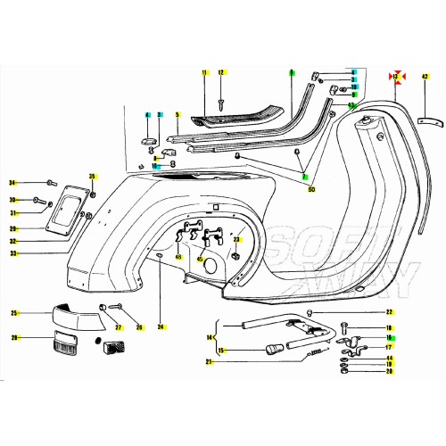 Bordo scudo plastica grigio Vespa PK