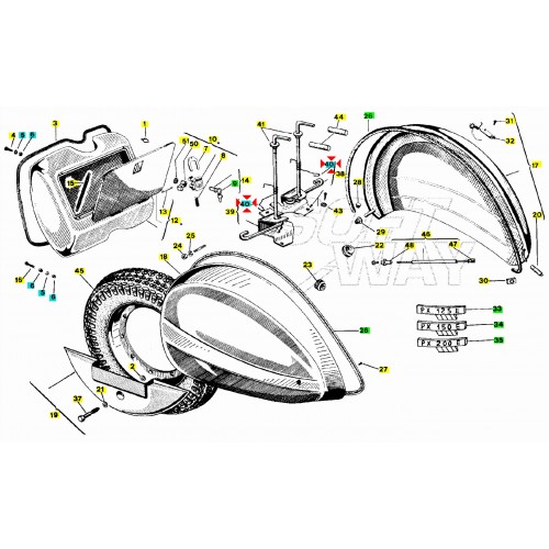 Molla leva cofano Piaggio Vespa PX
