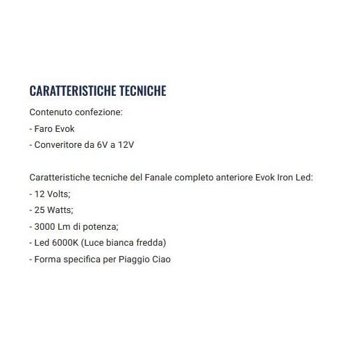 Faro anteriore led Piaggio Ciao EVOK...