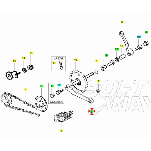 Pedivella perno quadro Ciao Mix Teen...