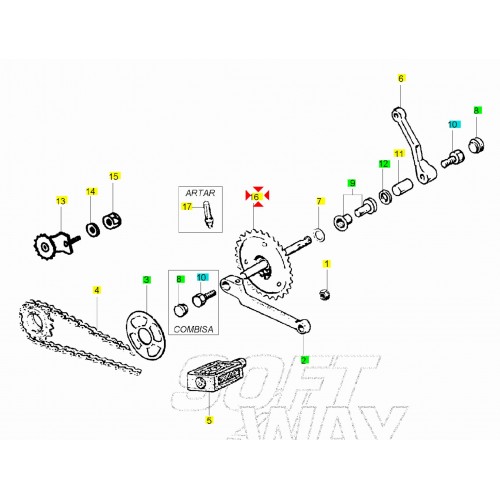 Asse pedivella Piaggio Ciao Mix Teen...