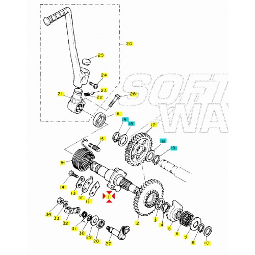 Albero avviamento pedale Yamaha XT -...