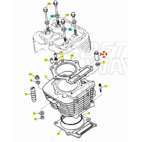 Dado testa cilindro Yamaha XT 500 550...
