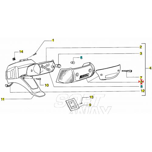 Vetro faro posteriore Piaggio Zip 50...