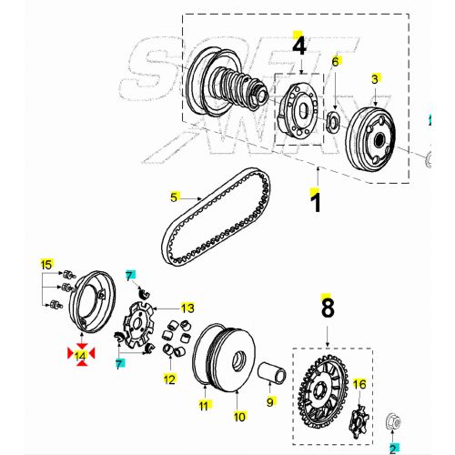 Coperchio variatore scooter Peugeot...