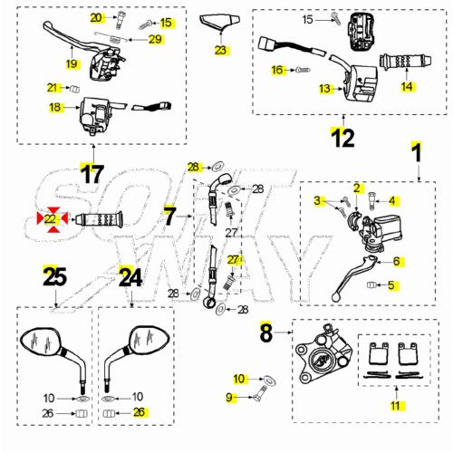 Manopola sinistra Peugeot Elystar -...