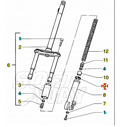 Paraolio forcella Piaggio Bravo SI...