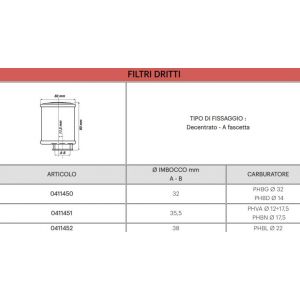 Filtro aria da 38 E14... 2