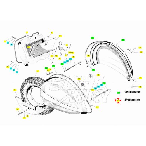 Scritta bandina laterale Vespa P200E...