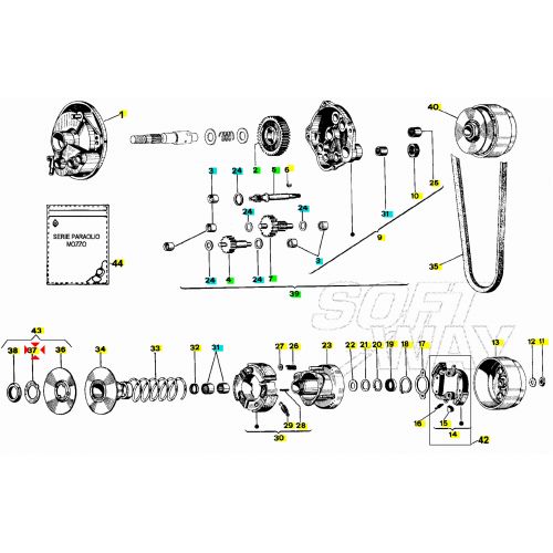 Rondella semipuleggia posteriore...